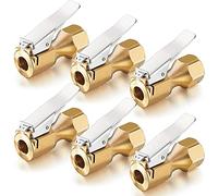 Graootoly Portabrocas de aire de latón de 6 piezas con clip para inflador de neumáticos, accesorios de compresor