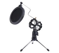 Graootoly Soporte de micrófono ajustable Trípode de escritorio para grabación de video de computadora con cubierta de filtro de parabrisas de micrófono