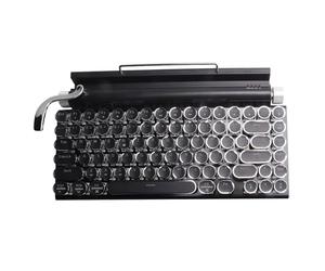 Graootoly Teclado retro para máquina de escribir, inalámbrico, USB, mecánico, punk, para PC de escritorio, portátil, , color negro