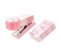 Grapadora con diseño de patas de gatos y papel metálico, atractivo color pastel para cuadernos y documentos, transportable