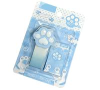 Grapadora con diseño de patas de gatos y papel metálico, atractivo color pastel para cuadernos y documentos, transportable
