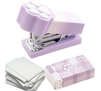 Grapadora de bolsillo - grapadora con garra de gato para niños | Práctica carpeta de viaje | Material de oficina para aulas y estudiantes | Grapadora portátil para 2 - 15 hojas | Escuela navideña