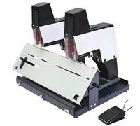 Grapadora de sillín resistente, máquina de encuadernación plana y de sillín con pedal de pie, profundidad de clavado de 100 mm, capacidad de 40 hojas, costuras de 9 engranajes para oficina, imprenta