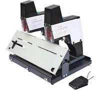 Grapadora eléctrica automática, grosor ajustable de 100 mm, intensidad de 9 niveles, máquina engrapadora rápida de doble cabezal con pedal de pie para el hogar, escuela, oficina, negocios