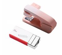 Grapadora giratoria de brazo oscilante, grapadora de folleto de rotación de 360 grados con 1000 grapas para el hogar, la escuela, la oficina (rosa degradado)