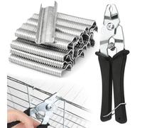 Grapadora para Cercas con 600 Pinzas en M, Alicates de Anillo de Cerdo Pinzas para Cercas Hog para Reparar O Montar Jaulas de Animales, Paquetes de Comida, Salchichas, Vallas, Alambradas, Colchones