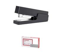 Grapadora Para Oficina Grapadora con 1000 piezas de grapas 24/6 26/6, grapadora moda for papelería, accesorios oficina, suministros escolares(Black With Staple)