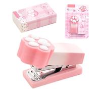 Grapadoras de bolsillo, mini grapadora linda con garra de gato para niños, pequeña y práctica grapadora de viaje, suministros de oficina para estudiantes, cosedora portátil para 2-15 hojas, accesorios