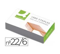 Q-CONNECT Grapas Nº 22/6 Cobreadas Caja de 1000 unidades