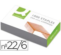 Grapas Q-Connect Nº 22/6 Caja de 1000 Unidades Cobreadas