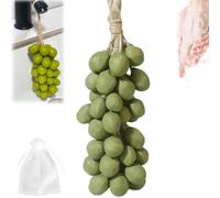 Grape Cluster Soap on a Rope, Jabón de uva, Jabón de uva hecho a mano, Jabón en Cuerda para la cara, ducha corporal y manos, Barra de jabón decorativa (20, verde)