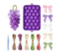 Grape Soap Mold - Easy-Release Food-Grade Craft Mould, Jute Rope DIY Soap Making Kit | For Mother's Day Teacher's Day Birthdays Home Decor Silicone Fruit Shape Candle Casting Resin Art
