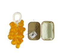 Grape soap on a rope - Cold Process Aromatic Decorative Bar Soap, Natural Cluster Shaped Soap for Hand Face Bath, Christmas Birthday Gift Men Women (Calendula gemstone)