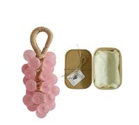 Grape soap on a rope - Cold Process Aromatic Decorative Bar Soap, Natural Cluster Shaped Soap for Hand Face Bath, Christmas Birthday Gift Men Women (Peach gemstone)