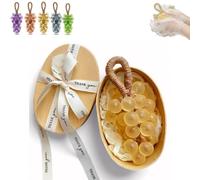 Grape Soap On A Rope, Handcrafted Grapes Soape Bunch Shaped, Natural Cold Process Artisan Soaps, To Hang Decor, Lasting Fragrance for Men and Women (Yellow)