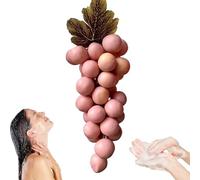 Grape Soap on a Rope, Handmade Bunch Shaped Bar, Handcrafted Grapes Soaps, Natural Manual Grape-shaped Soaps for Showers, Baptisms & Home Spa (Pink)
