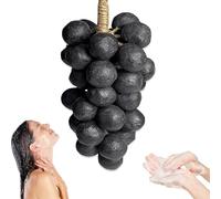 Grape Soap on a Rope, Handmade Bunch Shaped Bar, Handcrafted Grapes Soaps, Natural Manual Grape-shaped Soaps for Showers, Baptisms & Home Spa (Black)
