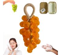 Grape Soap on a Rope, Handmade Crystal Grape Soap, Decorative for Washing Hands and Bath Cold Process Method, Gift Choice for Decoration Soaps Men Women (Orange)
