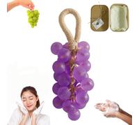 Grape Soap on a Rope, Handmade Crystal Grape Soap, Decorative for Washing Hands and Bath Cold Process Method, Gift Choice for Decoration Soaps Men Women (Purple)