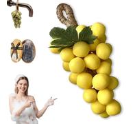 Grape Soap on a Rope, Handmade Grapes-Shaped Soaps, Grapes Vine Soaps on a Ropes, for Face, Body Shower & Hands, Decorative Soap Bars, Exquisite Home Decor and Gift Choice (Yellow)