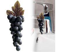 Grape Soap on a Rope, Handmade Grapes-Shaped Soaps, Natural Cold Process Artisan Soaps for Face, Decorative Soap Bars, Exquisite Home Decor and Gift Choice (Black)