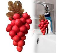 Grape Soap on a Rope, Handmade Grapes-Shaped Soaps, Natural Cold Process Artisan Soaps for Face, Decorative Soap Bars, Exquisite Home Decor and Gift Choice (Red)