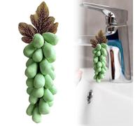 Grape Soap on a Rope, Handmade Grapes-Shaped Soaps, Natural Cold Process Artisan Soaps for Face, Decorative Soap Bars, Exquisite Home Decor and Gift Choice (Green)