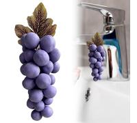 Grape Soap on a Rope, Handmade Grapes-Shaped Soaps, Natural Cold Process Artisan Soaps for Face, Decorative Soap Bars, Exquisite Home Decor and Gift Choice (Purple)