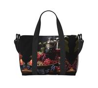 Grapes and Wine - Bolso bandolera de mano para mujer, bolso de mano casual con cremallera, adecuado para el trabajo, viajes, fitness, viajes, color negro, talla única