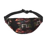 Grapes and Wine - Riñonera cruzada para niños, grande, de moda, para deportes, correr, ciclismo, viajes, pesca, color negro, talla única