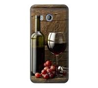 Grapes Bottle and Glass of Red Wine Funda Carcasa Case para HTC U11