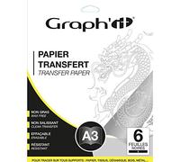 GRAPH’IT Papel Transfer Negro A3 - Bolsillo de 6 Hojas No Graso, No Ensucia, Borrable, Reutilizable para calcar en todos los soportes - Papel de dibujo de alta calidad para actividades manuales