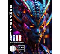 Graph Paper Composition Notebook Quad Ruled 4x4: 120 White Paper Grid Pages Gray 4 Squares per Inch 60 Sheets for School College Student Teacher Class ... Size 7.5”x9.25” Alien Predator Warrior 3.