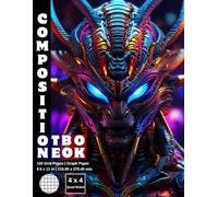Graph Paper Composition Notebook Quad Ruled 4x4: 120 White Paper Grid Pages Gray 4 Squares per Inch 60 Sheets for School College Student Teacher Class ... Draw Size 8.5”x11” Alien Predator Warrior 2.