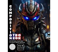 Graph Paper Composition Notebook Quad Ruled 4x4: 120 White Paper Grid Pages Gray 4 Squares per Inch 60 Sheets for School College Student Teacher Class ... Size 7.5”x9.25” Alien Predator Warrior 6.