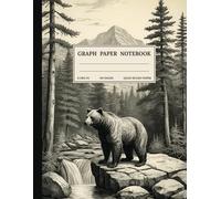 Graph Paper Composition Notebook: Quad Ruled 5x5 Bear Forest River Black and White Vintage Aesthetic Illustration. For Students, Teachers. College, School, Office & Work