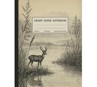 Graph Paper Composition Notebook: Quad Ruled 5x5 Deer Misty Marsh Black and White Vintage Aesthetic wildlife Illustration. For Students, Teachers. College, School, Office & Work