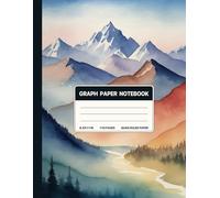 Graph Paper Composition Notebook: Quad Ruled 5x5 Mountain Range Nature Landscape Watercolor Painting. For Students, Teachers. College, School, Office & Work