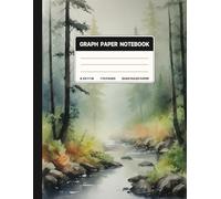 Graph Paper Composition Notebook: Quad Ruled 5x5 River Through the Misty Forest Watercolor Painting Nature Landscape. For College, School, Office & Work