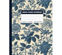 Graph Paper Composition Notebook: Quad Ruled 5x5 Vintage Aesthetic Blue Floral Botanical Elegant Illustration. For Students, Teachers. College, School, Office & Work