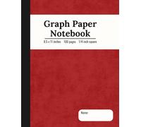 Graph Paper Composition Notebook: Size 8.5 x 11 inches, 1/4, 0.25, 4x4, 4 squares per inch, 100 sheets, color red, Perfect for Mathematics, Science, Engineering classes in School
