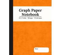 Graph Paper Composition Notebook: Size 8.5 x 11 inches, 1/5, 0.20, 5x5, 5 squares per inch, 100 sheets, color orange, Perfect for Mathematics, Science, Engineering classes in School