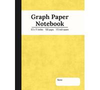 Graph Paper Composition Notebook: Size 8.5 x 11 inches, 1/5, 0.20, 5x5, 5 squares per inch, 100 sheets, color yellow, Perfect for Mathematics, Science, Engineering classes in School