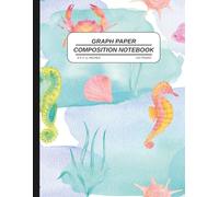 Graph Paper Composition Notebook: Watercolor Sea Life Design with 5x5 Quad Ruled Grid Pages