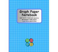 Graph Paper Notebook: 1/2 Inch Squares (0.5 Inch Square/2 Squares per Inch) 2x2 Math and Science Grid Paper Composition for Kids - Thin Light Blue Grid Layout