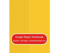 Graph Paper Notebook: 1 cm Quad Ruled Graph Paper | Yellow Cover | Large 8.5" x 11" Notebook | 100 Pages for Math, Engineering, Drawing & Design