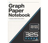Graph Paper Notebook: 4 Subject Multi-Class Edition: 1/3 Inch Grid Composition Book, 3x3 Graphing Paper for Math, Science, Engineering, Students, ... 8.5 x 11 Large, 320 Pages, Sl lack Design