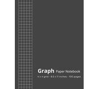 Graph Paper Notebook - 4x4 Grid - 8.5 x 11 - 100 Pages: Quadrille Composition Book for Math, Science & Engineering Students, School & Work - Quad Ruled 4 Squares per Inch - Black Carbon