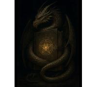 Graph Paper Notebook 5x5 mm - Dragon & Spellbook - 100 Pages - 8.5 x 11 Inches: Dark fantasy style cover featuring a powerful dragon wrapped around a ... for RPG players, writers, and lovers of magic