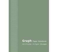 Graph Paper Notebook - 8.5 x 11 - 4x4 Grid - 100 Pages: Quad Ruled Graphing Composition Notebook for Math, Science & Engineering Students, School, Work & Art - 1/4 Inch Squares - Sage Green